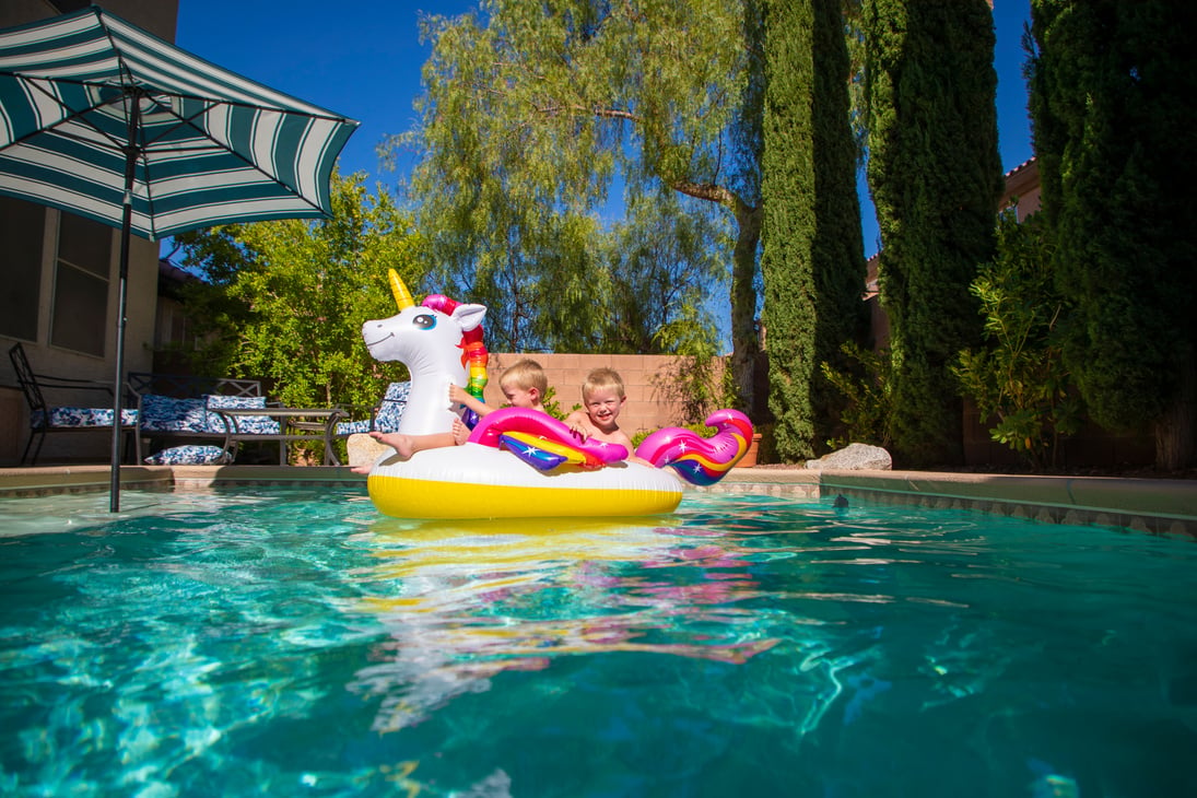 Backyard swimming pool fun